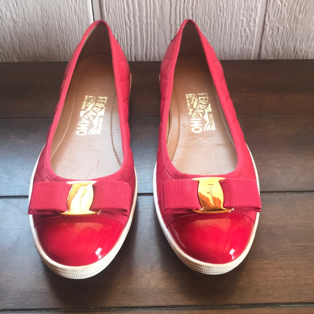 Ferragamo red ballet sneaker